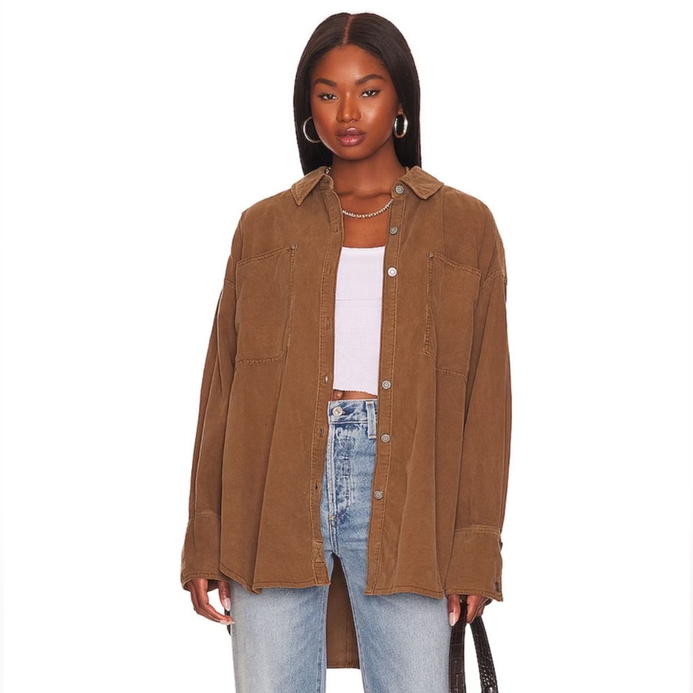Free People Corduroy Button Down Brown
